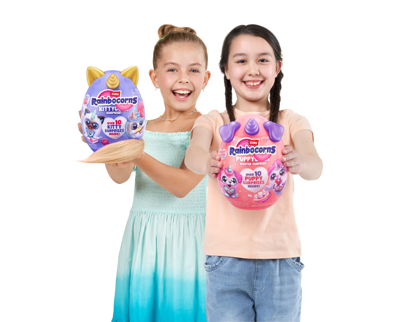 Rainbocorns Combo Kittycorn & Puppycorn Surprise Plush for Girls Ages 3+, Scented Accessories, Slime & Stickers, Collectible 2-Pack Toy Gift