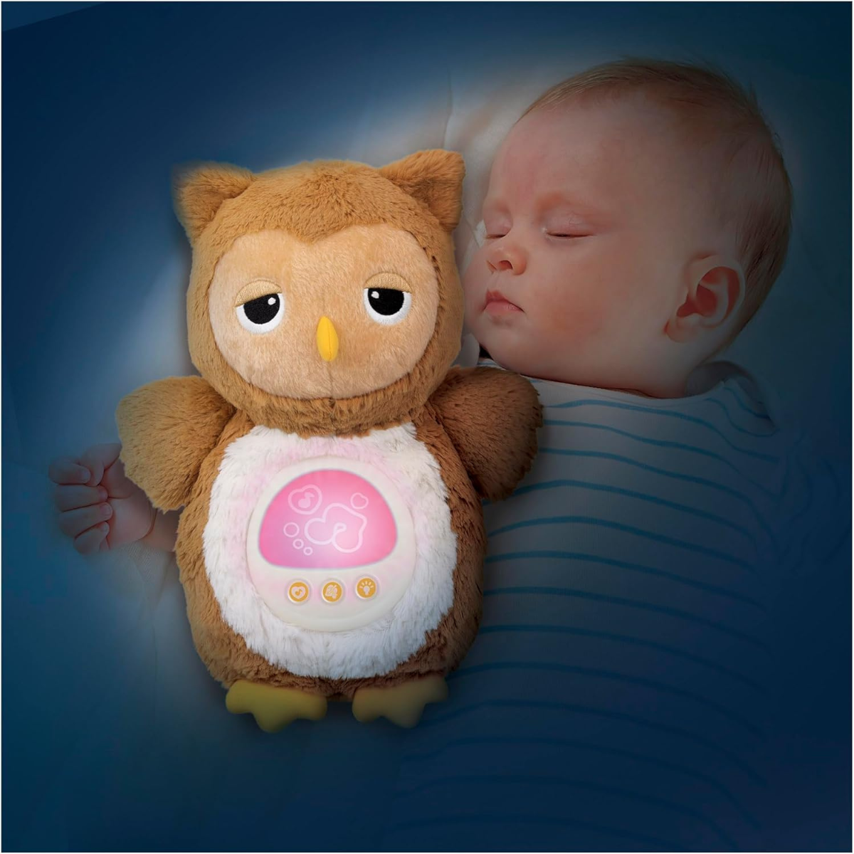 Winfun Soothing Sounds Light-Up Owl for Babies, Gentle Melodies Calming Sounds Soft Night Light for Bedtime Nap Routine, 0+ Months