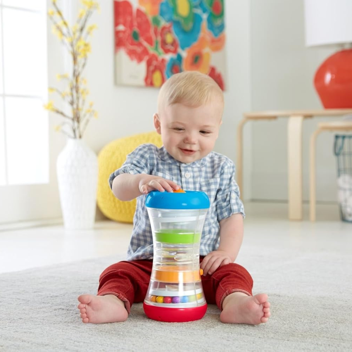 Fisher Price 3 in 1 Crawl Along Tumble Tower, DRG12 Activity Toy, Multi Color, Sit and Play Roll and Chase Puzzle Maze Toy for Babies, Fine Motor Skill Development, 9 Months and Up