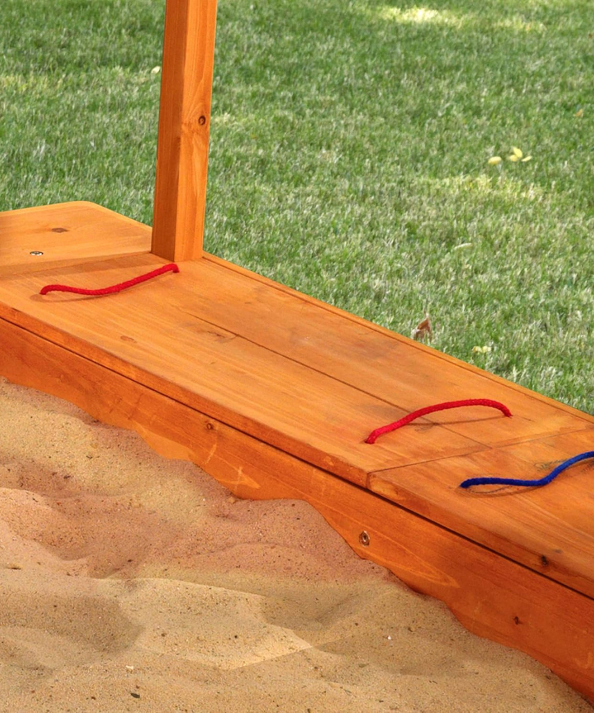 KidKraft 165 Wooden Sandbox with Canopy, Outdoor Sandpit Playset for Kids, Storage Bins, Weather Resistant Wood, Mesh Cover, Garden Sand Toys for Children Ages 3 to 8