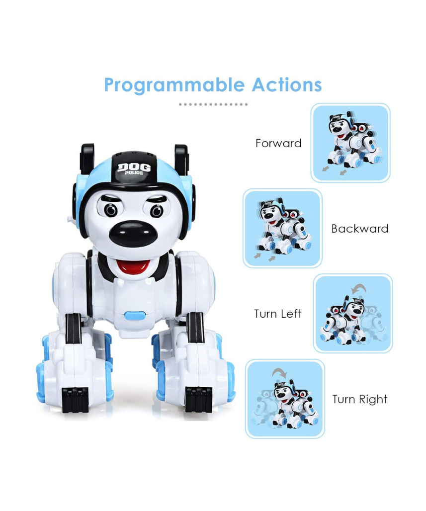 Crazon Blue Robotic Police Dog, IR Control Intelligent Robot Toy for Kids, Boys & Girls, Ages 3+