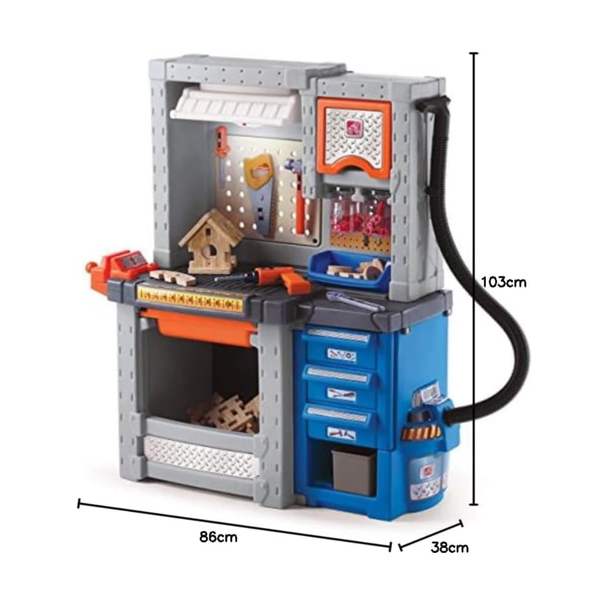 Step2 Deluxe Workshop 706000, Kids Role Play Workbench, Realistic Tools & Accessories, Durafoam Wood Projects, Storage Cabinets, Neutral/Earthy Tones, Ages 3+