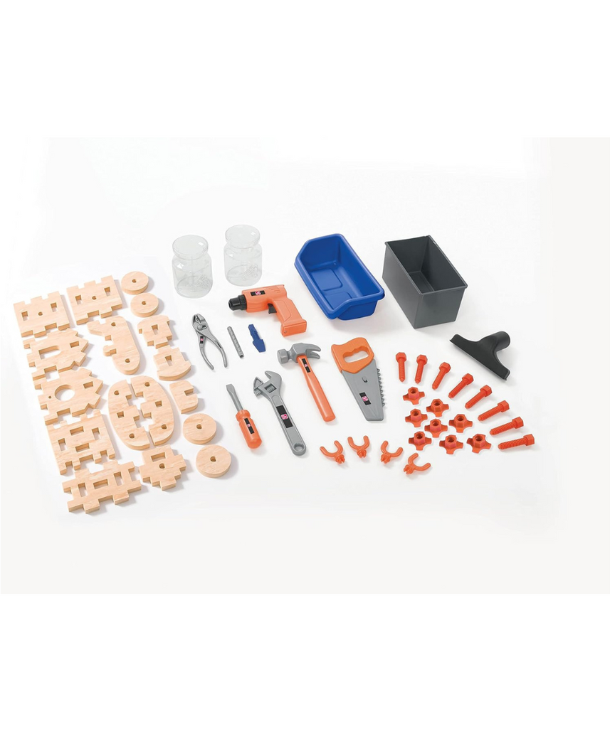 Step2 Deluxe Workshop 706000, Kids Role Play Workbench, Realistic Tools & Accessories, Durafoam Wood Projects, Storage Cabinets, Neutral/Earthy Tones, Ages 3+