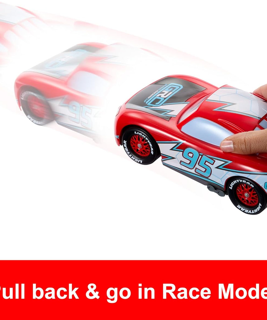 Mattel Disney Pixar Cars Lightning McQueen – Global Racers Cup Drift & Race Car with 4 Cones, Ages 3+