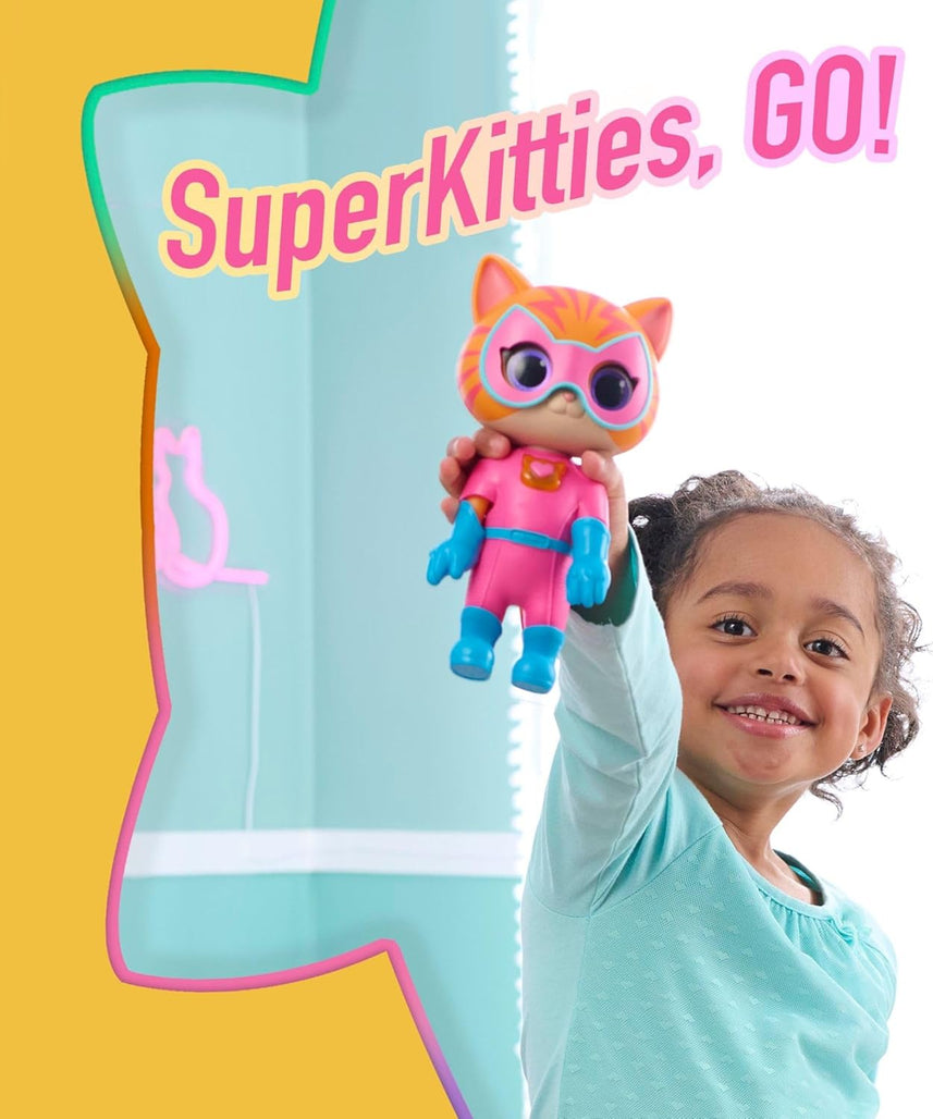 Just Play Disney Junior SuperKitties Cat-Tastic Transforming Ginny Lights & Sounds Figure, 8.3-Inch Action Figure, Ages 3+