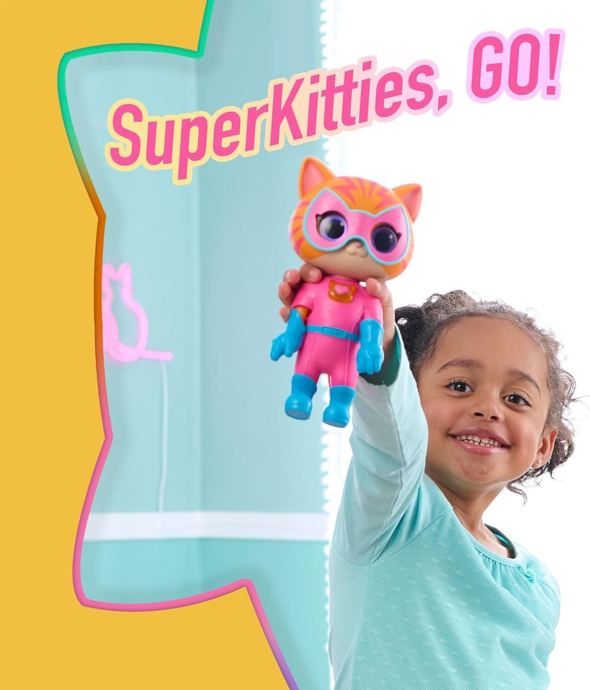 Just Play Disney Junior SuperKitties Cat-Tastic Transforming Ginny Lights & Sounds Figure, 8.3-Inch Action Figure, Ages 3+