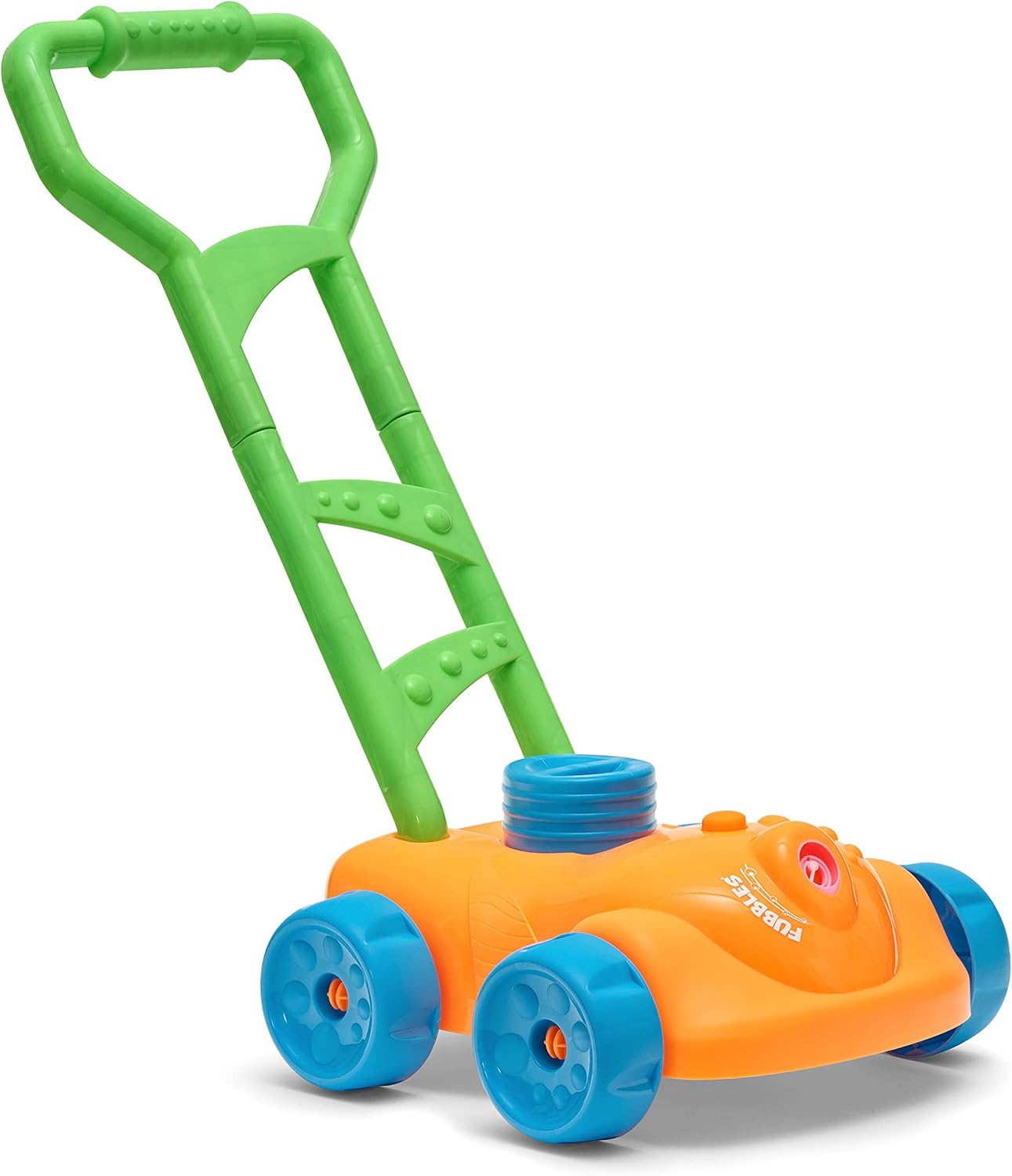 Little Kids Fubbles No Spill Bubble Lawn Mower, Automatic Bubble Blower Machine, Toddler Outdoor Bubble Toy, Includes 4oz Non Toxic Solution, Continuous Bubble Play, Soft Grip Handle, Pretend Play Lawn Mower for Boys and Girls, Ages 3 Plus