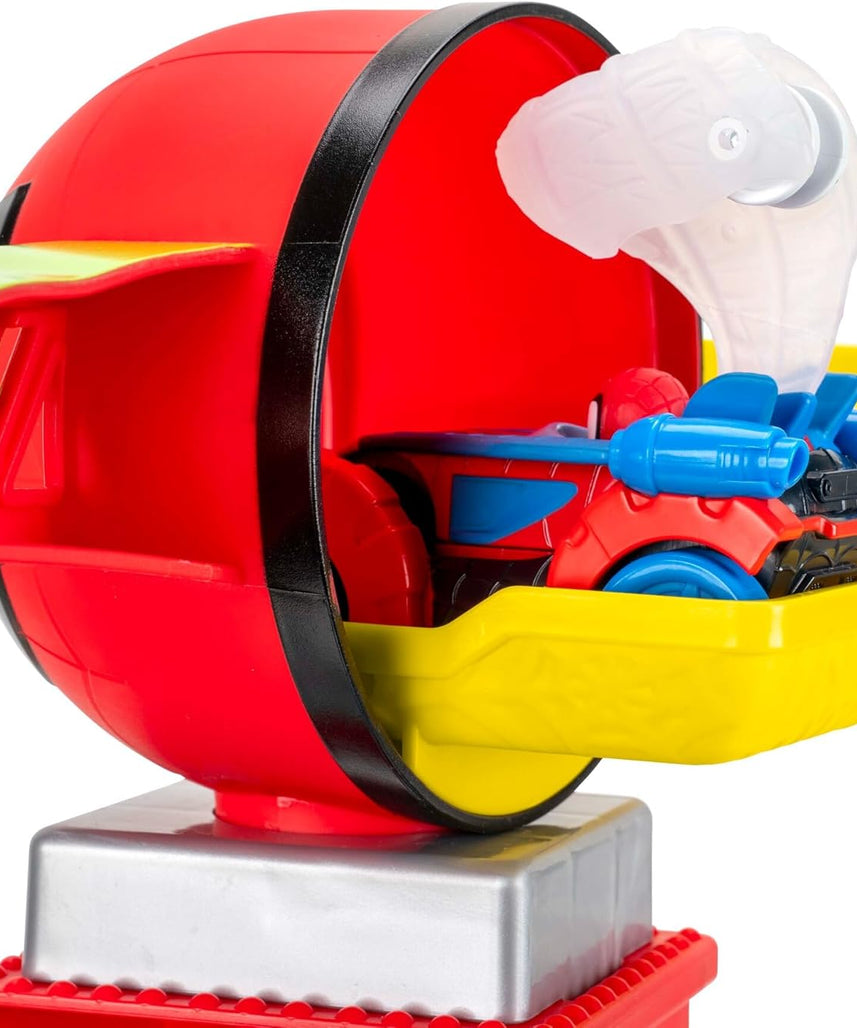 Spidey N Friends Construction Zone Chaos Track Set, Deluxe 2-Foot High Race Track Features Zip Line, Action Zones, & 2 Separate Tracks with Two 3-Inch Vehicles, Kids Toys, Gift, Playset, 3 Years+