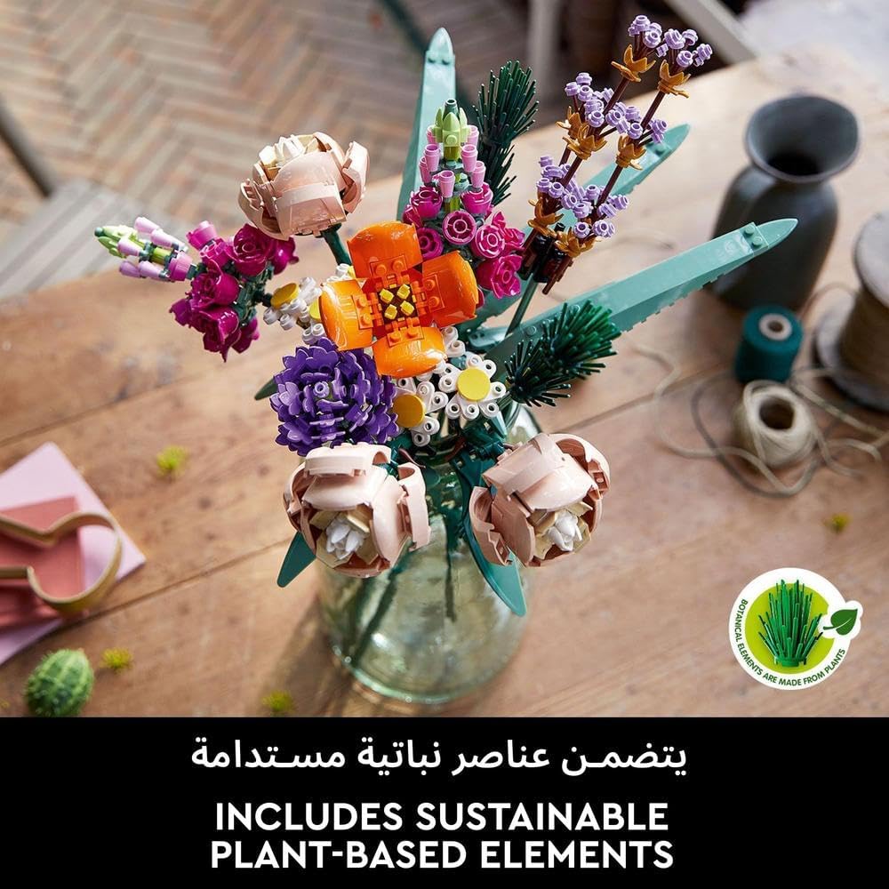 LEGO Botanicals Flower Bouquet - Artificial Flowers Set for Adults incl. Roses, Snapdragons, Poppies, Asters & Daisies - Ramadan Gift Idea for Women and Men - Botanical Collection - 10280