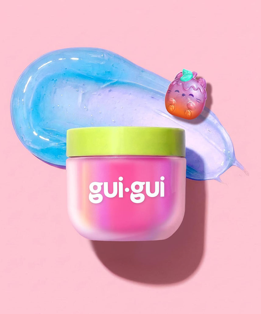 GUI GUI Fruity Glow Deluxe Twin Pack Slime Kit, 2 Scented Slimes Jelli & Clear with Gua Sha and Scoop Tools, 5-Step Beauty Ritual Sensory Toy for Kids, Ages 6+