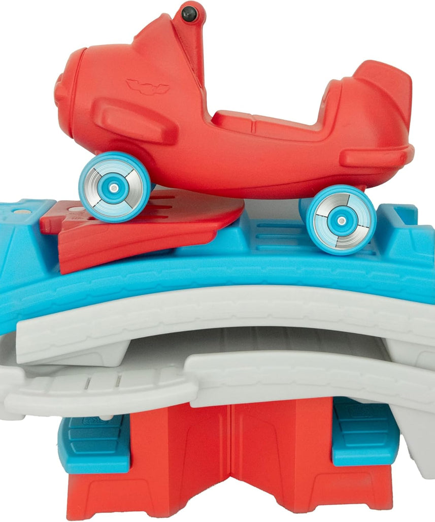 Step2 Sky Rider Up & Down Roller Coaster Ride-On Toy with Airplane Coaster Car, Indoor & Outdoor Playset for Toddlers, Durable Plastic Track, Red, 2+ Years