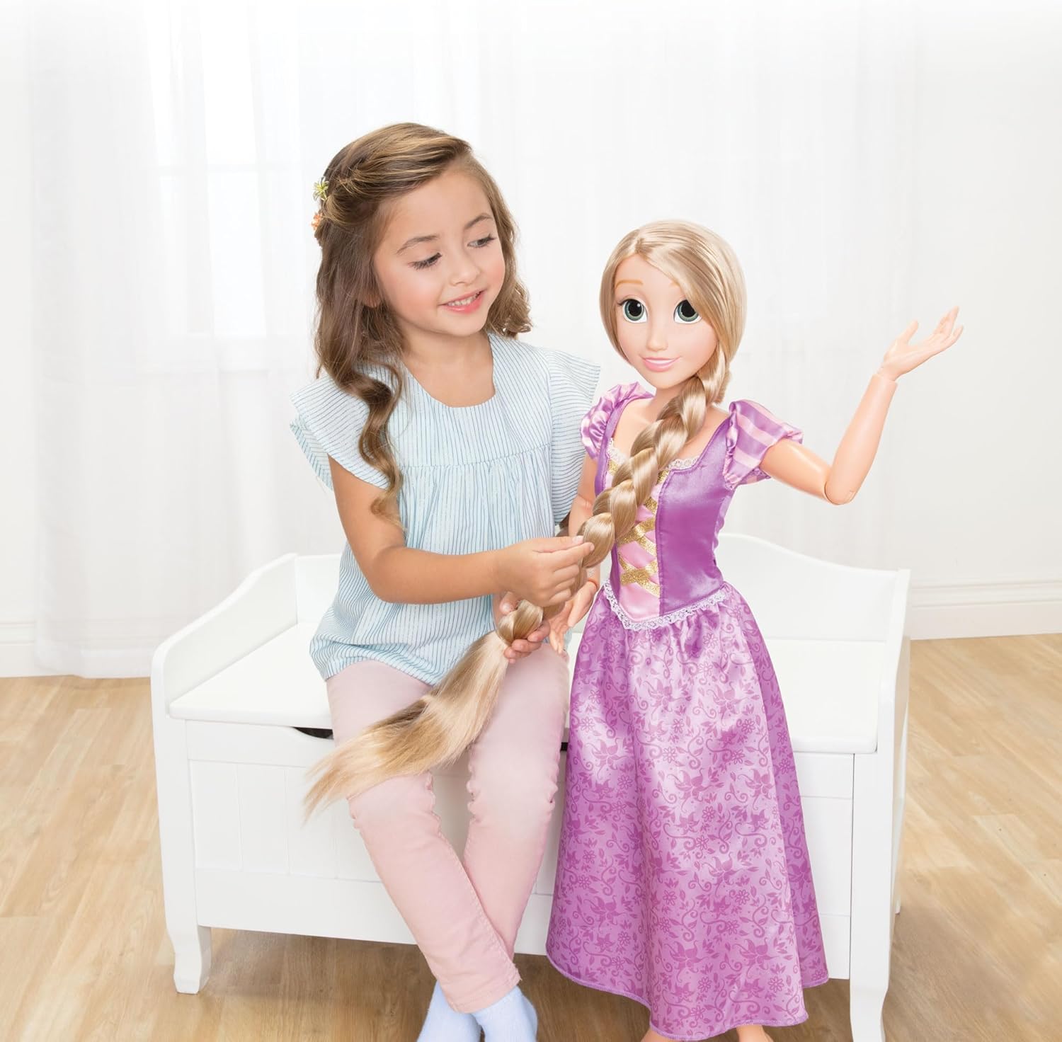 Disney Princess Playdate Rapunzel Doll 32 Inch, Large Tangled Princess Doll with Poseable Features and Styling Hair, Role Play Toy for Kids, Movie-Accurate Disney Character, 3 Years+