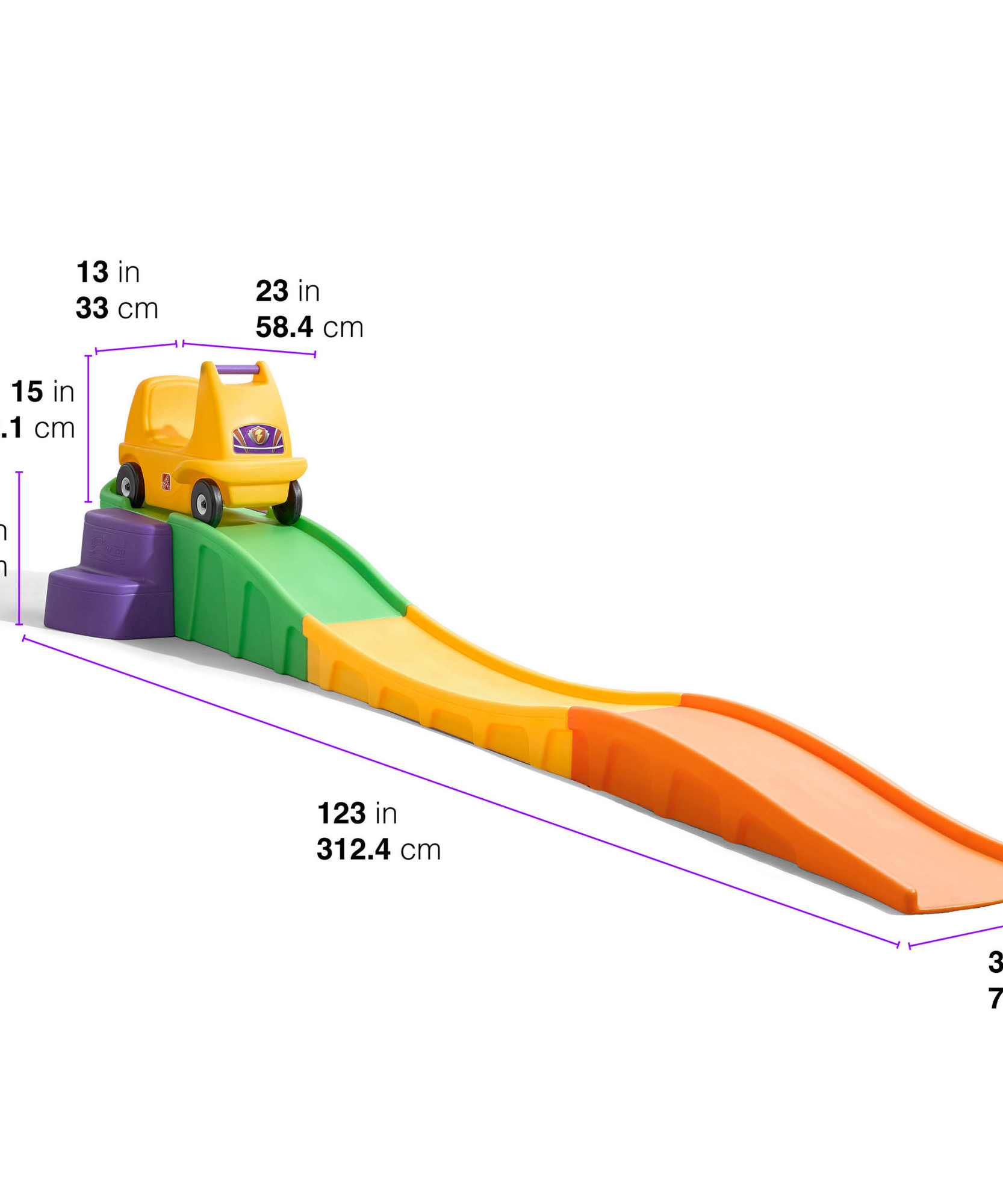 Step2 Up & Down Roller Coaster, 10 ft Indoor and Outdoor Toy with Coaster Car, 23 kg Weight Capacity Push Ride On Toy, Single Car with Holding Grips and Foot Rest, Suitable for Children Aged 2+