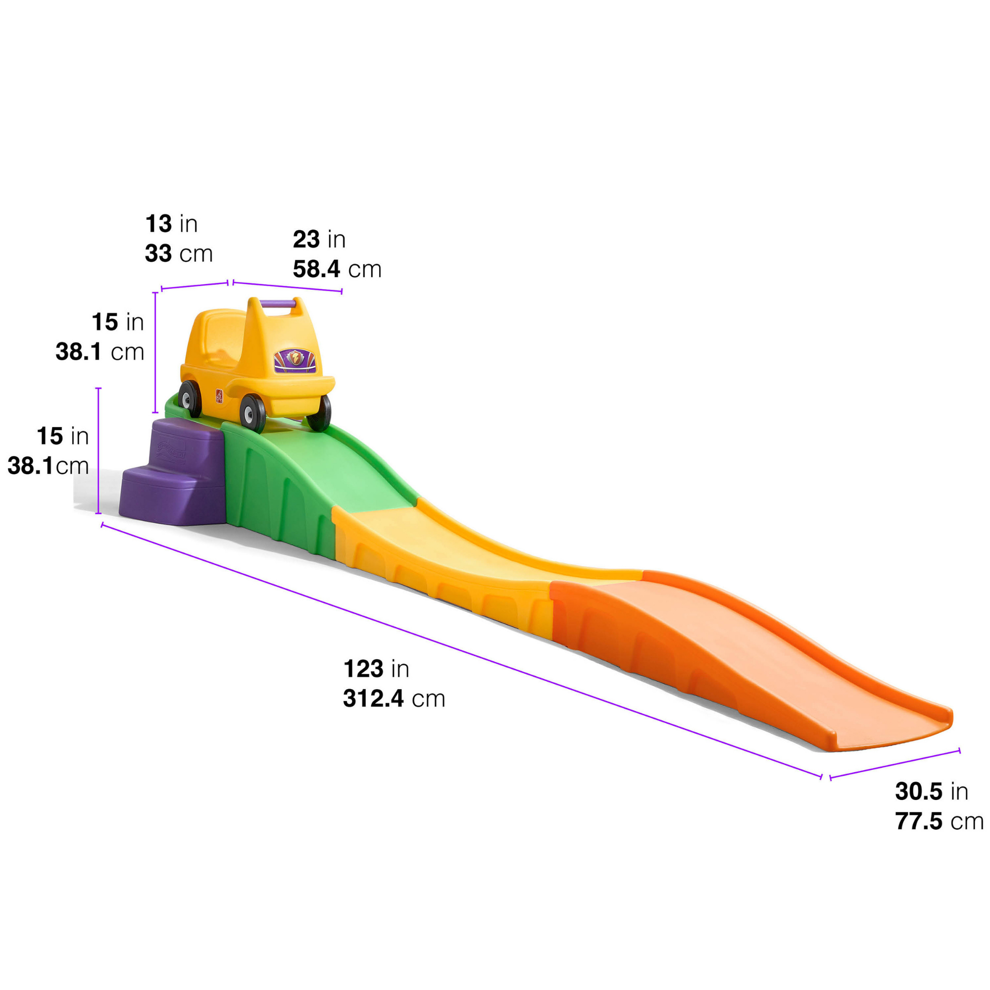 لعبة قطار الملاهي من ستيب 2 للصعود والهبوط، بطول 10 أقدام للاستخدام الداخلي والخارجي مع سيارة قطار الملاهي، ووزن يصل إلى 23 كجم، وسيارة واحدة مع مقابض تثبيت ومسند للقدمين، مناسبة للأطفال من سن سنتين فما فوق