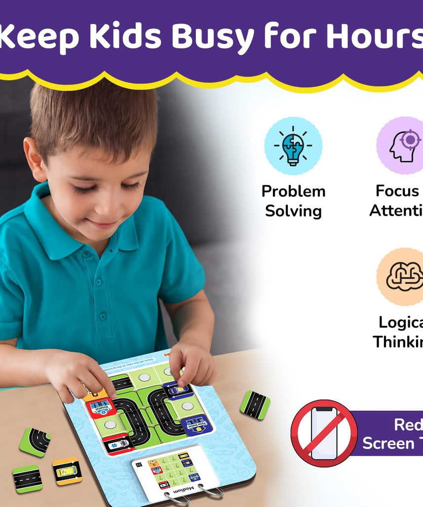 Smartivity Path Maker Brain Puzzle for Kids 4-8 Years Old I Guide Vehicles to Their Destination - 30+ Challenges I Logic & Problem-Solving Puzzle Game for Boys & Girls 4,5,6,7,8 Years