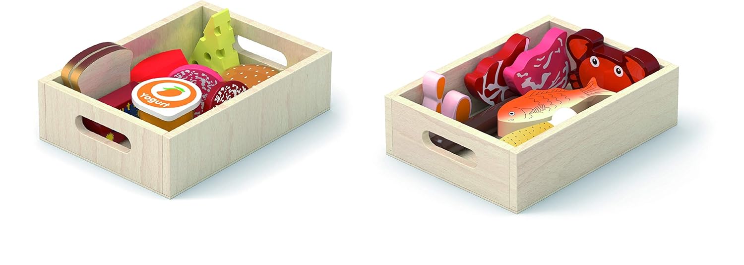 Viga Wooden Fridge Food Playset