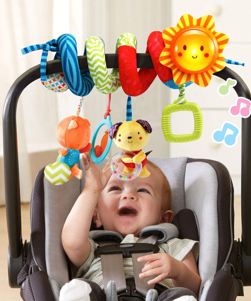 VTech Sunny Days Musical Spiral Activity Toy with Light-Up Sun, Songs, Melodies, Mirror, Rattle & Sensory Toys for Strollers and Infant Carriers, Ages 0+ Months