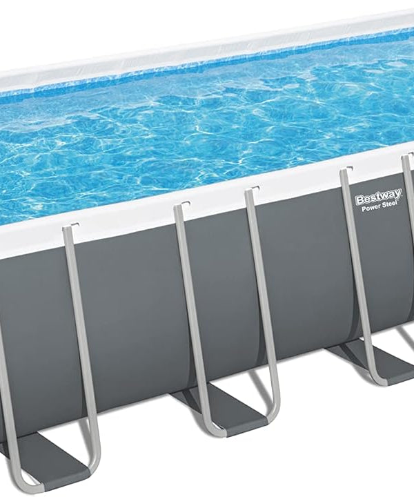 Bestway Power Steel™ Above Ground Pool Set 6.40m x 2.74m x 1.32m – Heavy-Duty Rectangular Family Swimming Pool with Steel Frame, Ages 18+
