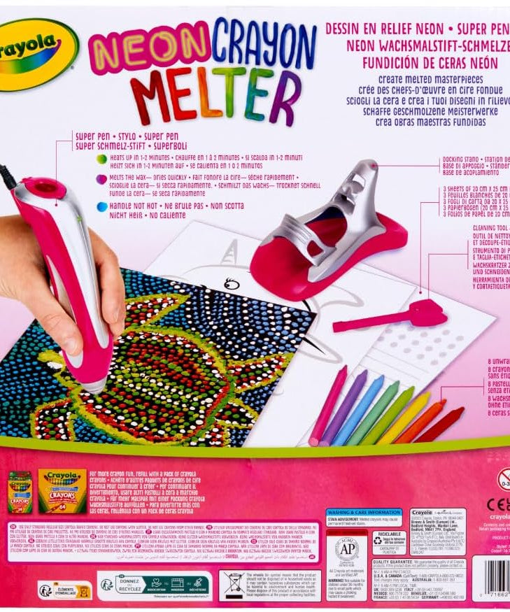 CRAYOLA - Super Pen Unicorn Neon Wax Crayons Melting Game and Relief Designs, Creative Activity and Gift for Children, Age 8+, 25-0510
