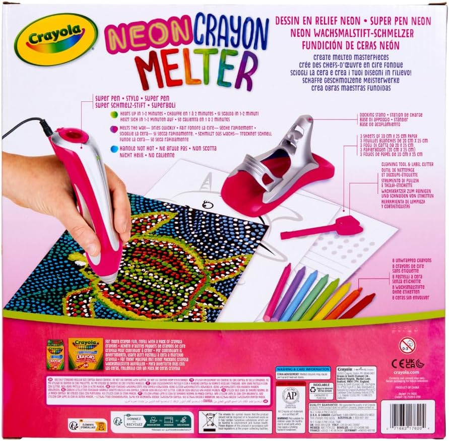CRAYOLA - Super Pen Unicorn Neon Wax Crayons Melting Game and Relief Designs, Creative Activity and Gift for Children, Age 8+, 25-0510