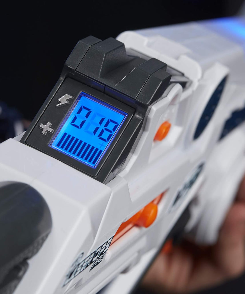 Nerf Laser Ops Burst Fire Combat Blaster with Light and Sound Effects, Multi-Shot IR Burst, LCD Display, App Compatible, Includes Armband and Solo Attachment, Ages 8+