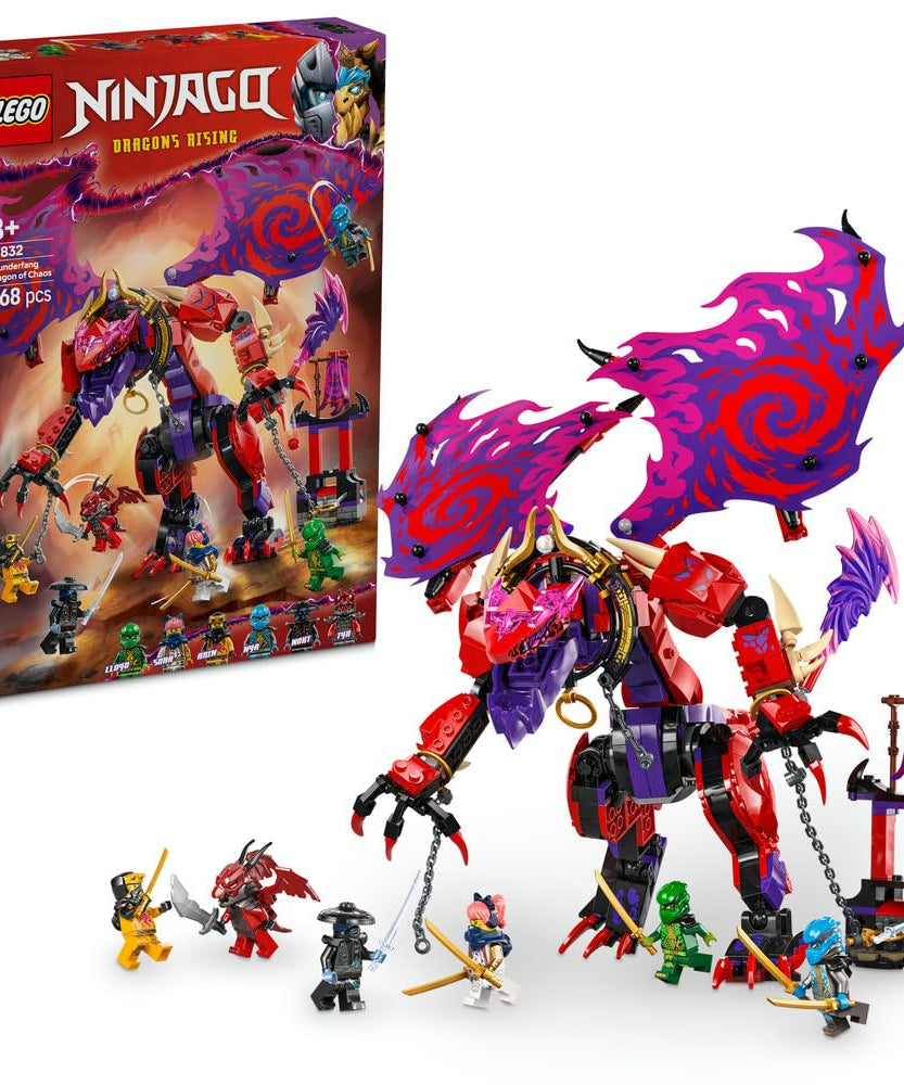 LEGO NINJAGO Thunderfang Dragon of Chaos Toy - Building Set w/ 6 Ninja Minifigures & a Dragon Figure - Gift for 8+ Year Old Boys, Girls & Dragons Rising Fans - Holiday Treat - 71832