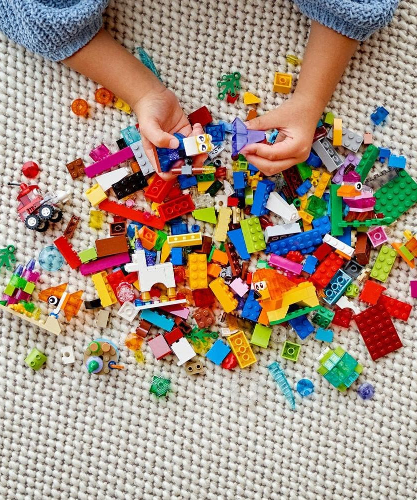 LEGO Classic Creative Transparent Bricks Building Set with Animal Figures including Lion and Turtle Toys, Gifts for 4 Plus Year Old Kids, Girls & Boys 11013