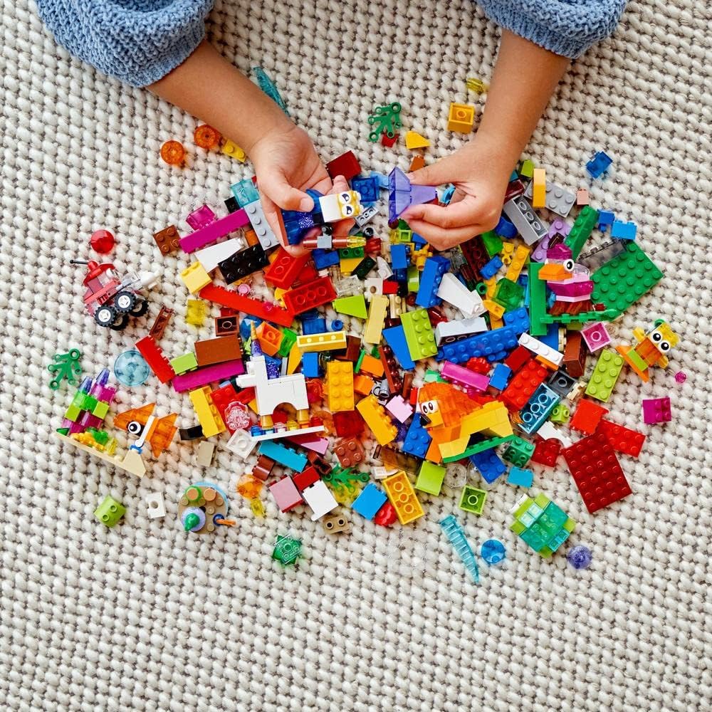 LEGO Classic Creative Transparent Bricks Building Set with Animal Figures including Lion and Turtle Toys, Gifts for 4 Plus Year Old Kids, Girls & Boys 11013