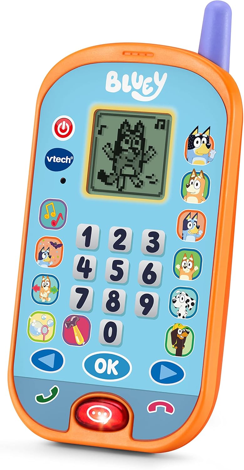 VTech Bluey Ring Ring Learning Phone Interactive Toy with Voice Activation, Games, Animations, Numbers and Educational Role Play, Motor Skill Development, Ideal Gift for Kids Ages 3-6, Multicolor