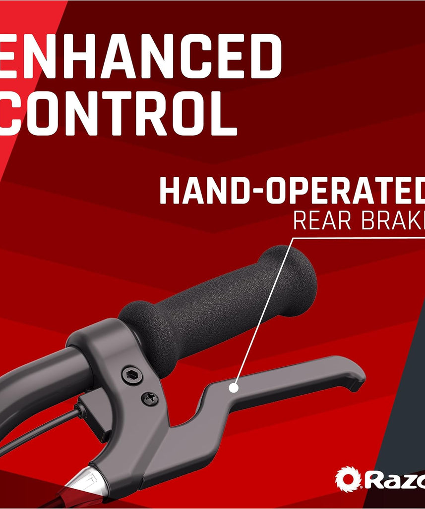 دراجة Razor MX125 Dirt Rocket الكهربائية للأطفال من سن 7 سنوات فما فوق، محرك عزم دوران عالي 100 واط، دفع خلفي، سرعات تصل إلى 8 أميال في الساعة، وقت تشغيل 40 دقيقة، لون أسود