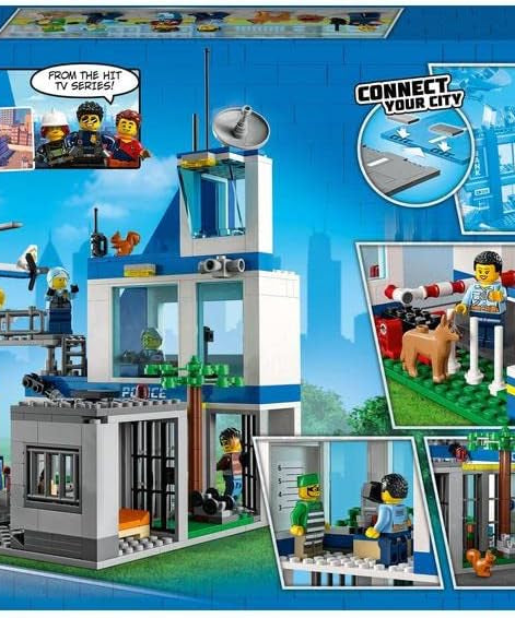 LEGO City Police Station 60316 Building Kit for Kids aged 6+, with a Helicopter, Patrol Vehicle and Customized Bin Lorry, Plus 5 Minifigures, Ramadan Gift Idea for Kids (668 Pieces)