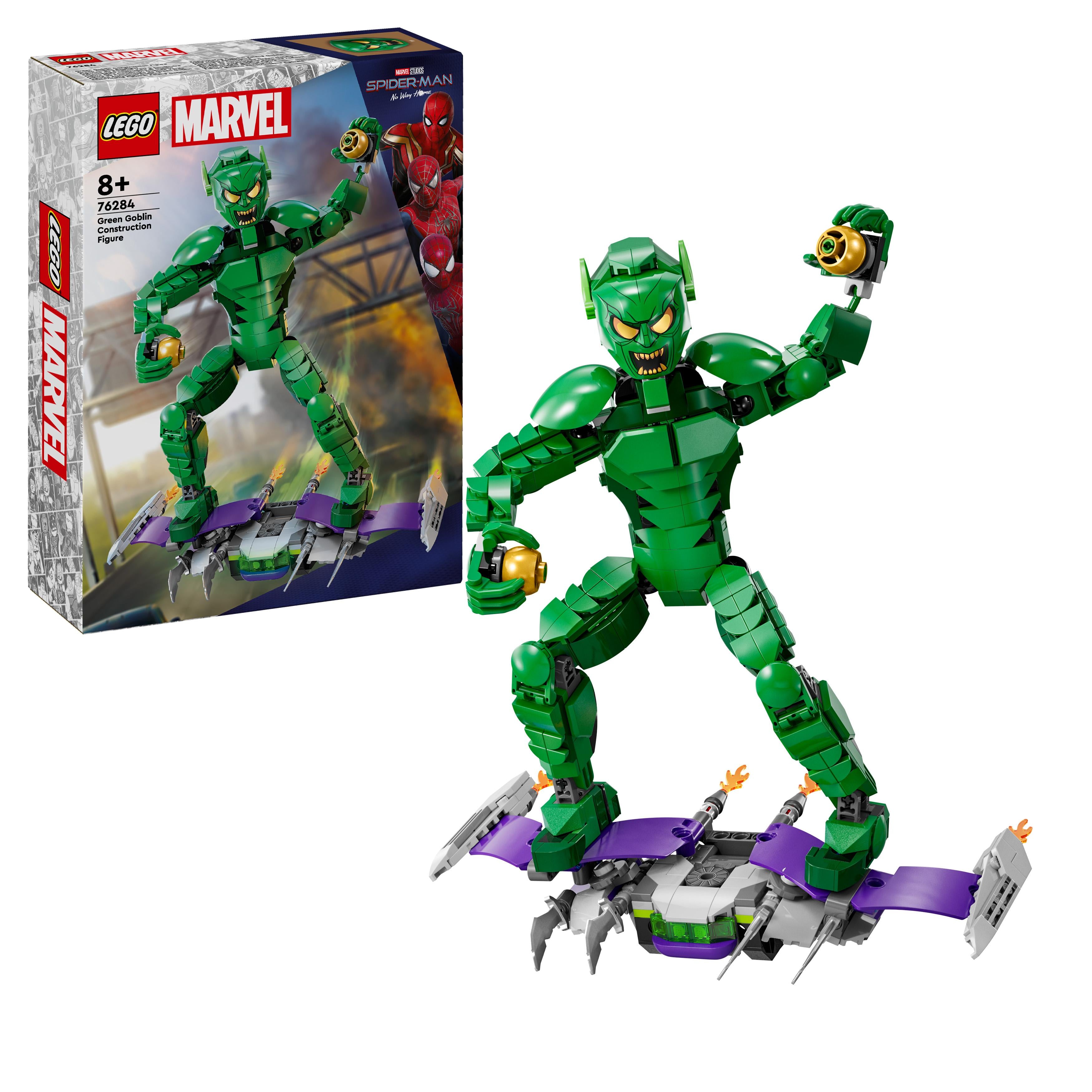 LEGO Marvel 76284 Green Goblin Construction Figure V29 for Boys 8+ Poseable Super Villain Action Building Toy