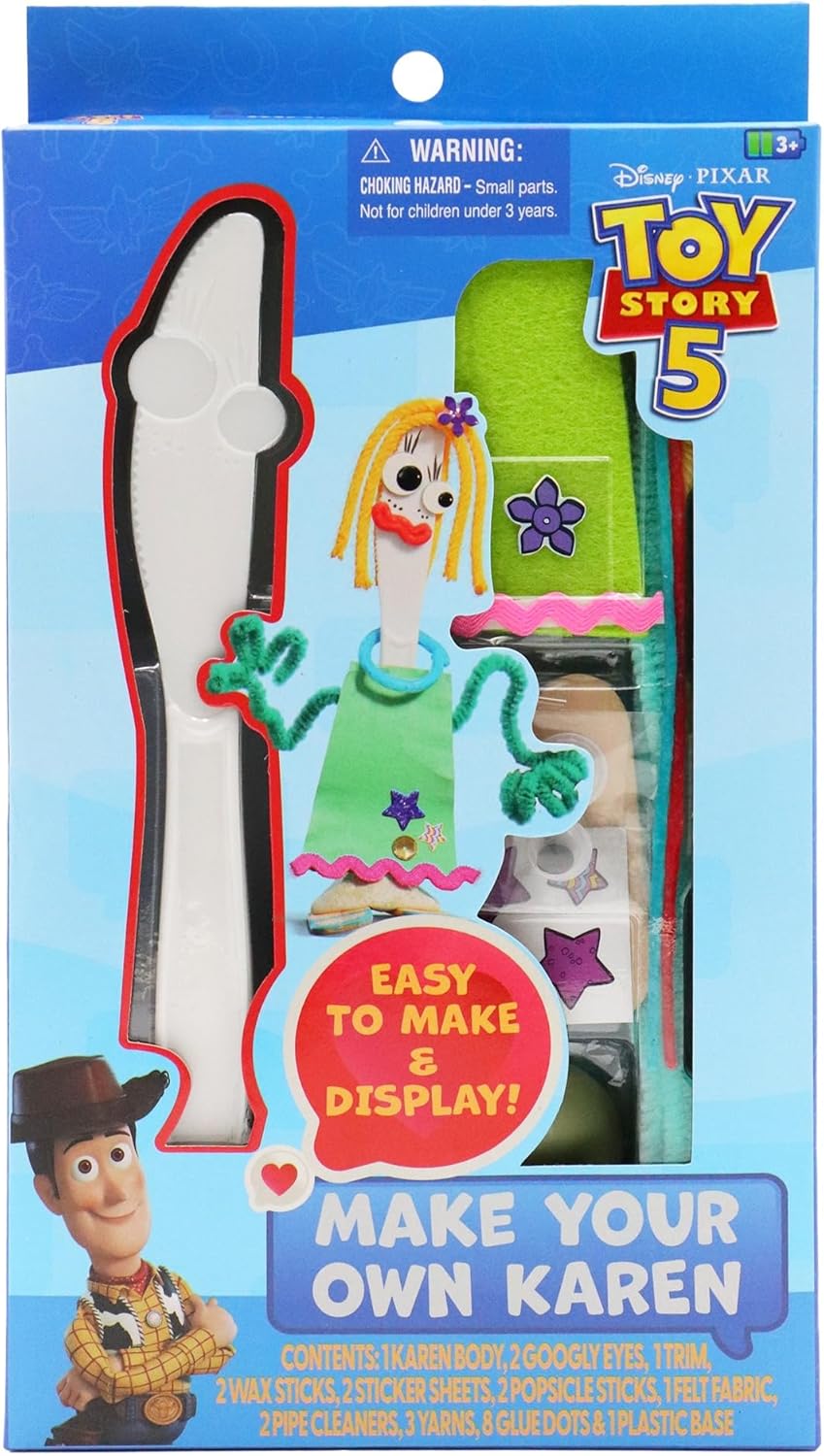 Disney Pixar Toy Story 5 Make Your Own Karen DIY Craft Kit for Kids, Creative Character Building Activity Set with Stickers and Accessories, Arts and Crafts Toy Gift Ages 3+