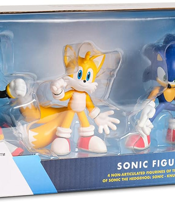 Comansi Sonic Figurines Gift Box 4-Piece Set, Miniature Figures of Sonic, Shadow, Knuckles, Tails, High-Quality Thermoplastic Plastic, Tabletop Collectible Toys, 6cm, Officially Licensed