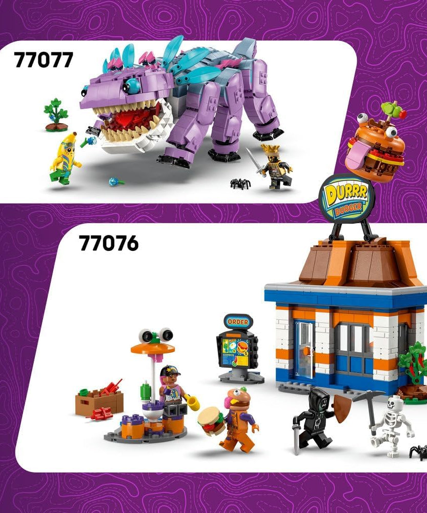 LEGO Fortnite Peely & Sparkplug’s Camp Toy - incl. Wolf & Supply Llama Figures plus a Campfire & 3 Minifigures - Gift for 7+ Year Old Boys, Girls & Gaming Fans - 77075