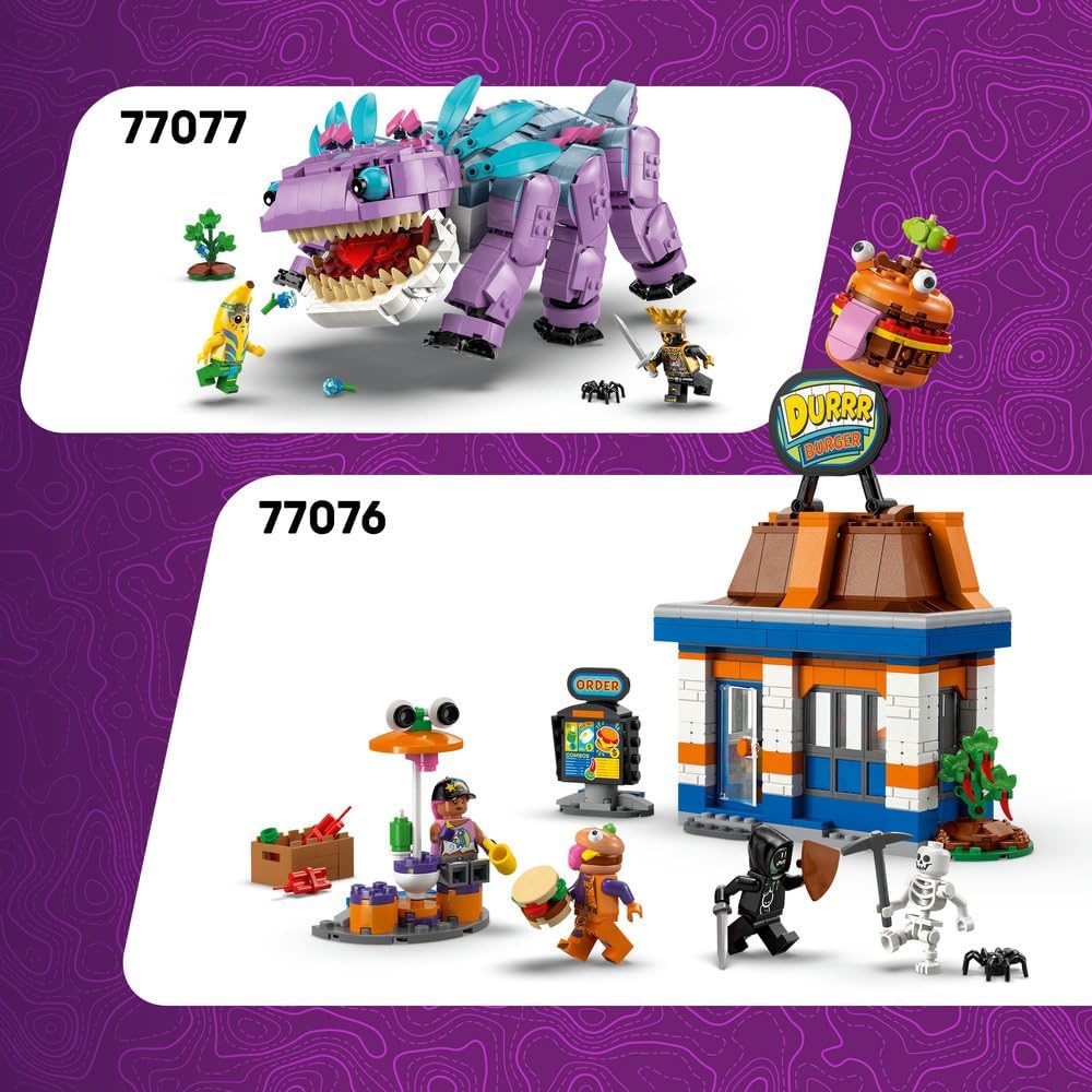 LEGO Fortnite Peely & Sparkplug’s Camp Toy - incl. Wolf & Supply Llama Figures plus a Campfire & 3 Minifigures - Gift for 7+ Year Old Boys, Girls & Gaming Fans - 77075