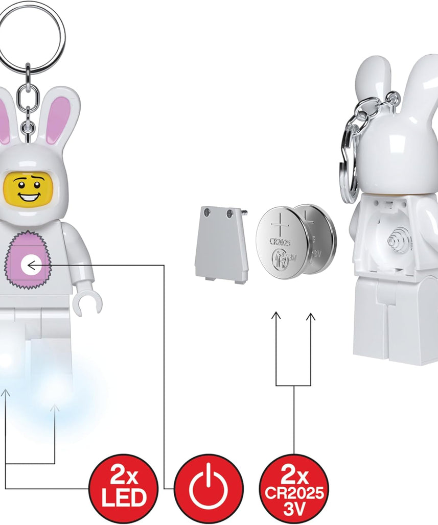 Lego IQ Minifigures Light Easter Bunny Suit Guy Keychain, 7.6 cm Tall