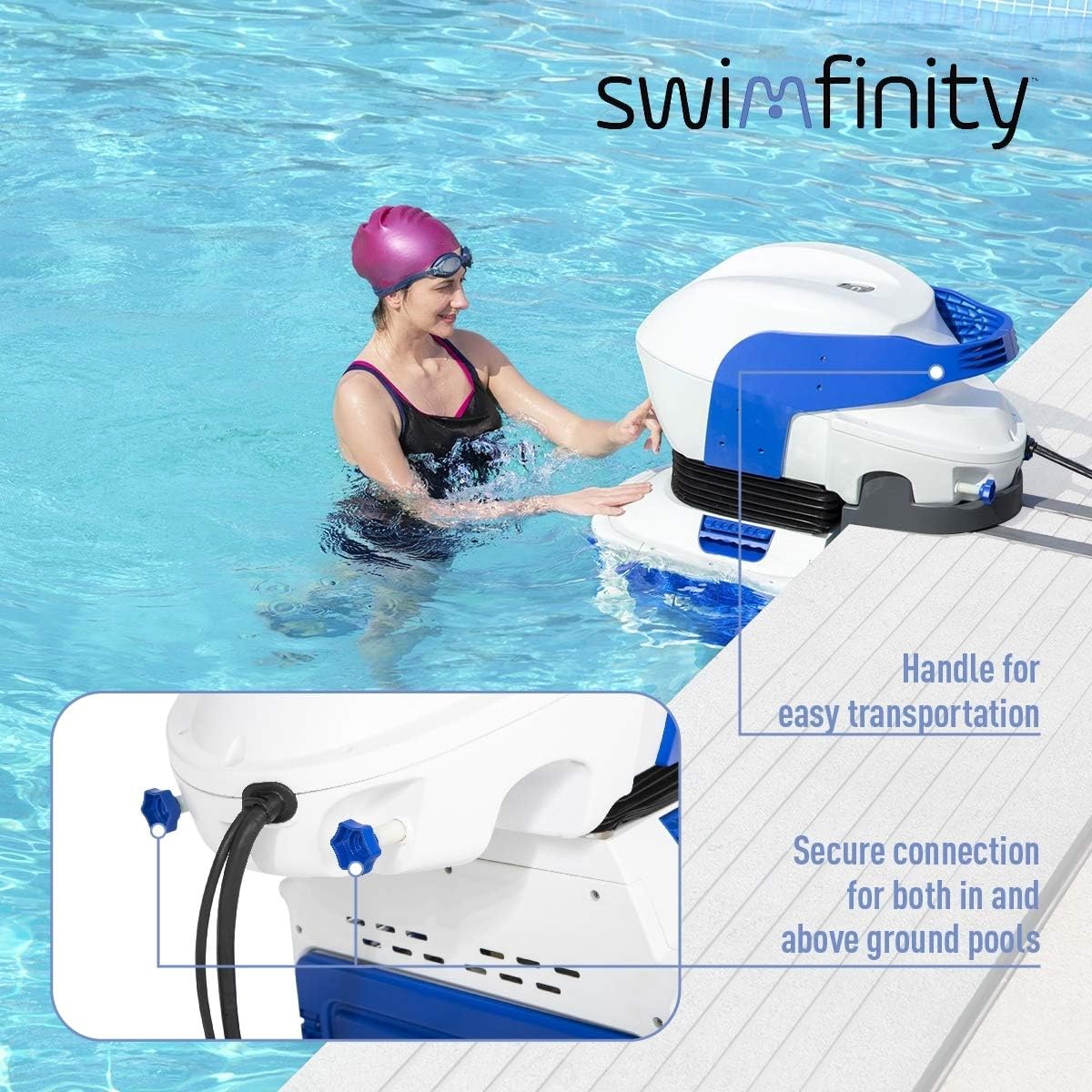 Bestway Swim Fitness System – Adjustable Swim-In-Place Pool Trainer with LED Display, Remote Control & Night Light, Adults 18+