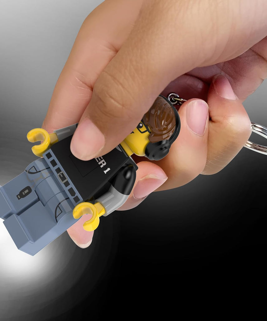 LEGO Minifigures Keychain Light - Video Game Guy (KE217H), Extra-Large 3 Inches Tall, Bag Charm, Easter Basket Stuffer