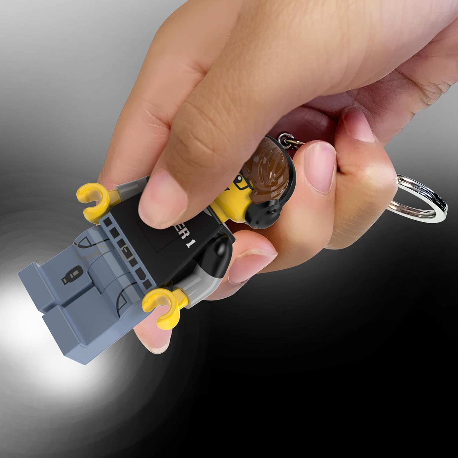 LEGO Minifigures Keychain Light - Video Game Guy (KE217H), Extra-Large 3 Inches Tall, Bag Charm, Easter Basket Stuffer