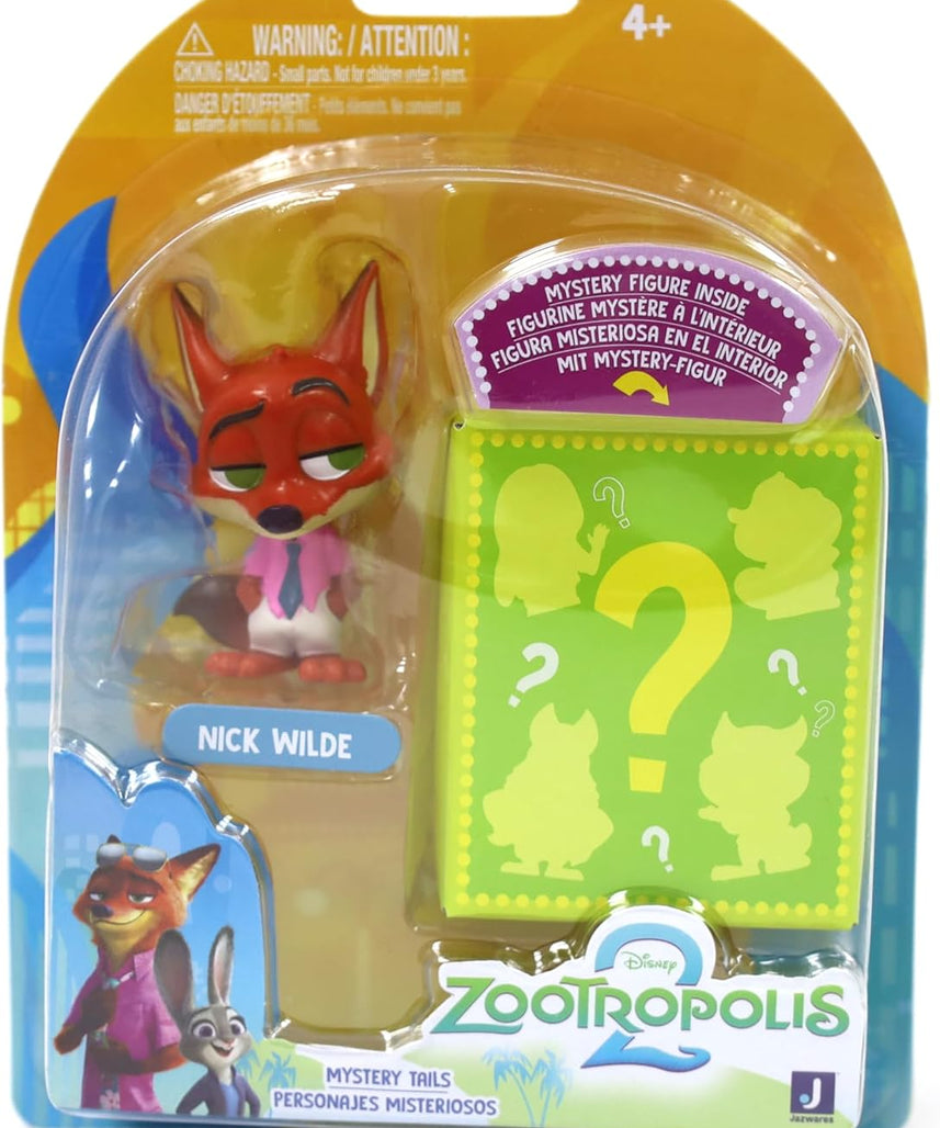 Disney Zootropolis 2 Figure 2-Pack - Nick Wilde with Mystery Figure, Official Zootopia 2 Movie Toys, Collectibles, Mystery Tails Figurines, Gift, Kids Toy, 4 Years+