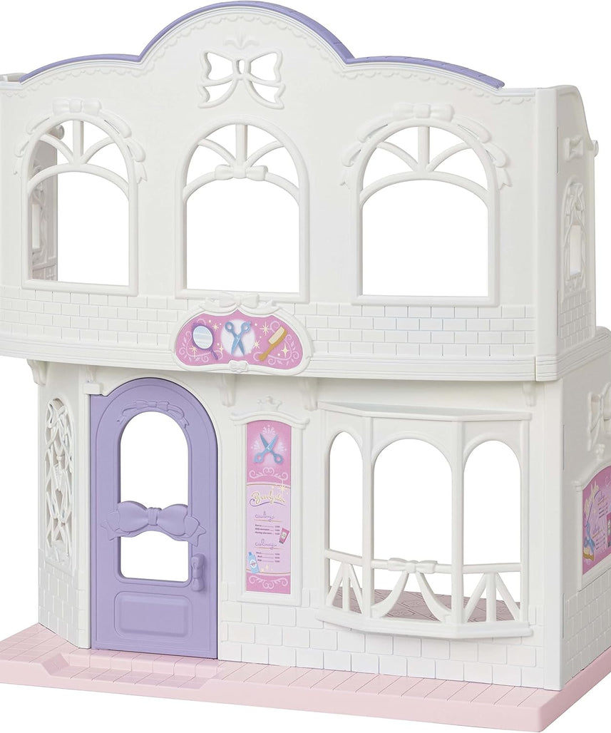 Sylvanian Families Pony's Stylish Hair Salon Set (5642) – 2-Story Salon with Sally Pony Figure, Hair Accessories, Styling Book, Dresser & Shampoo Basin – Educational Role-Playing Toy for Ages 3+