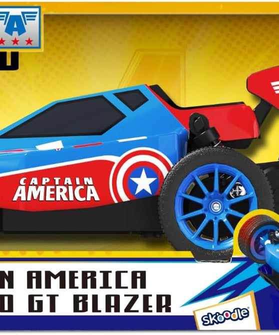 Jada Toys Marvel Captain America Remote Control Stunt Car - Glow-in-the-Dark Style Light-Up Wheels RC Vehicle High Speed 2.4 GHz Avengers Toy for Boys & Girls