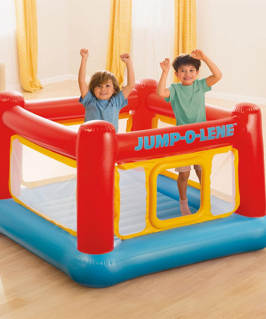 Intex Jump-O-Lene Inflatable Playhouse Bouncer 48260NP – Extra Large Indoor/Outdoor Jumping Castle for Kids, 174 x 174 x 112 cm, Ages 3+