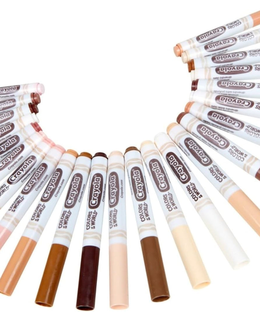 CRAYOLA Colours of the World Washable Markers - Assorted Colours (Pack of 24) | Colours That Represent Skin Tones from Around the World | Ideal for Kids Aged 3+
