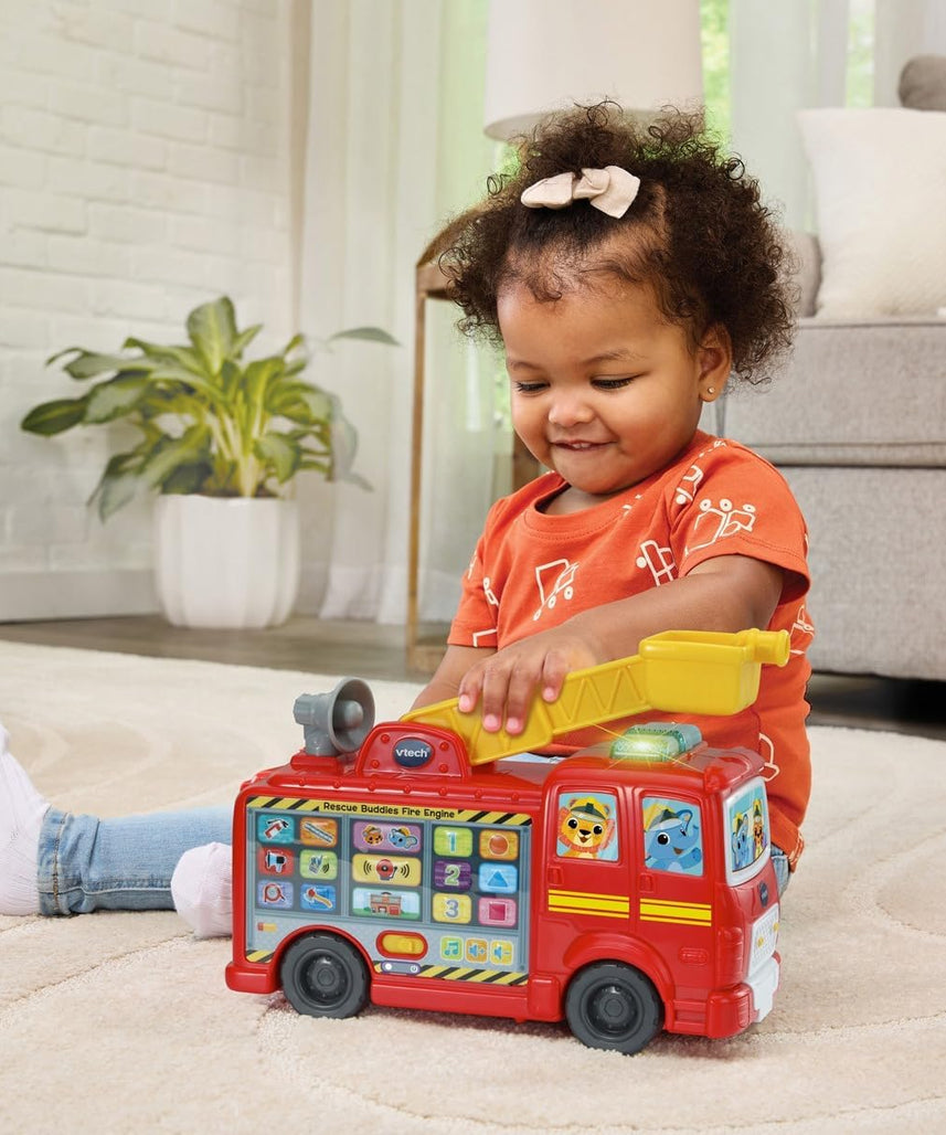 VTech Rescue Buddies Fire Engine, Songs & Learning Discovery Station, Easy-Touch Buttons, Ages 12–36 Months