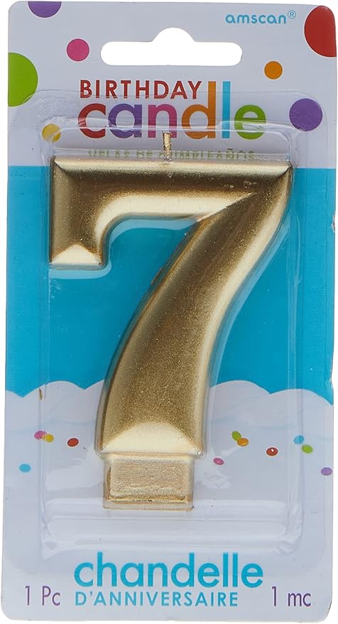 Amscan #7 Metallic Birthday Candle | Gold | Party Supply | 1 piece