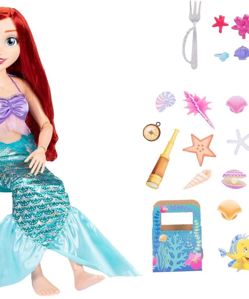 Disney Princess Playdate Ariel Doll 32 Inch, Large Ariel Doll with Accessories, The Little Mermaid Big Size Princess Figure, Poseable Doll for Imaginative Role Play, Kids Toys 3 Years+