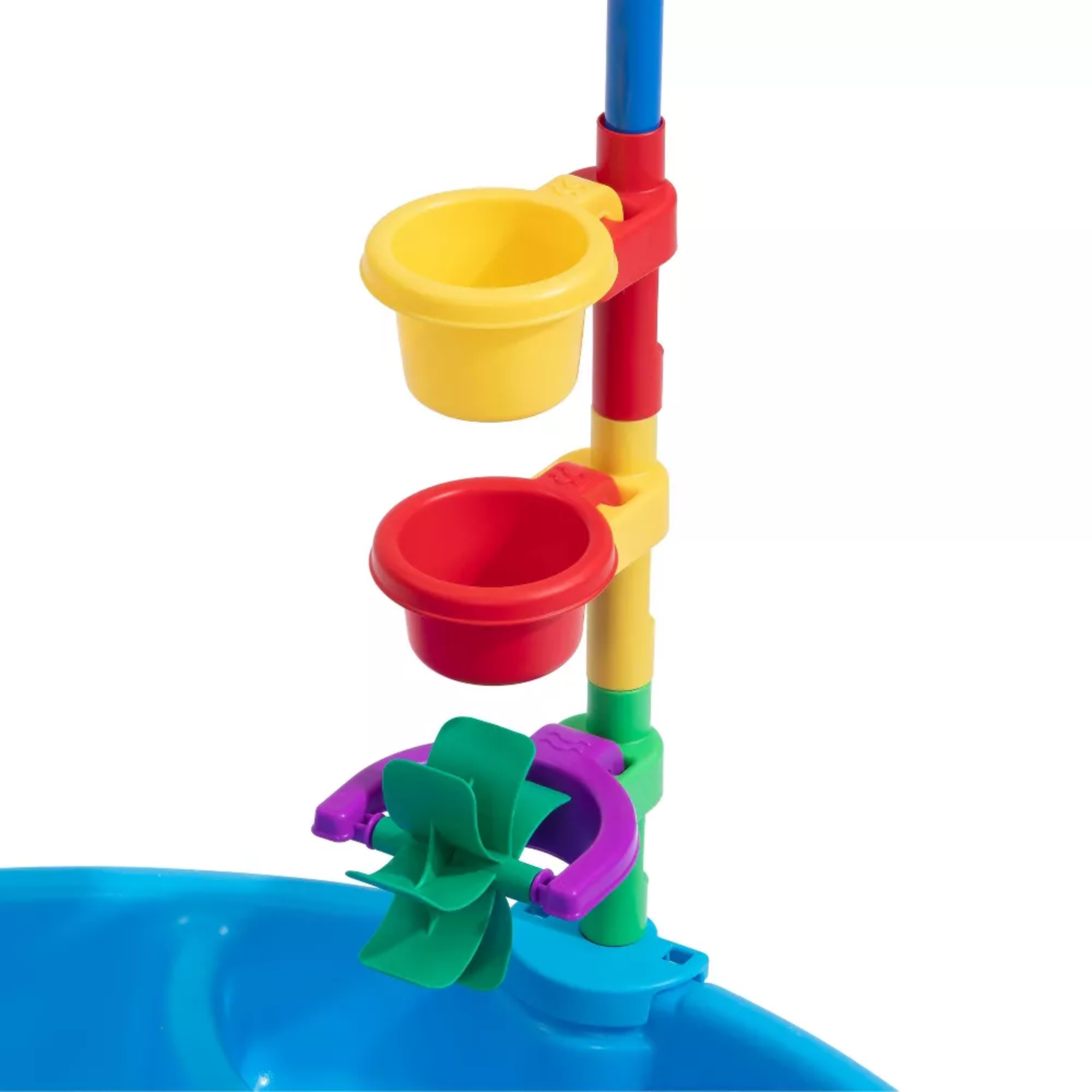 Step2 Play & Shade Pool, 45 Litre Outdoor Water Pool with Two Molded Seats, Includes Funnel Cup, Umbrella and Water Wheel Accessories, Backyard Garden Kids Pool Suitable for Boys and Girls Aged 2+