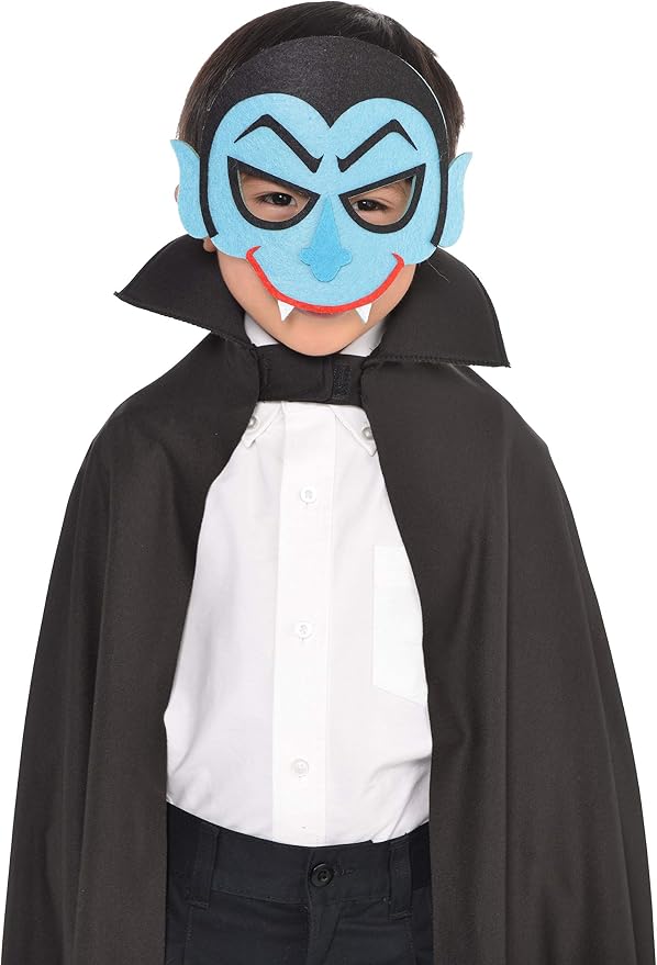 Amscan 848427-55 - Kinder-Maske Vampir, Rot-Blau-Schwarz, aus Polyesterfilz, Gesichtsmaske, Halbmaske für Halloween, Karneval und Mottoparty, Verkleidung, Kostüm, Accessoire